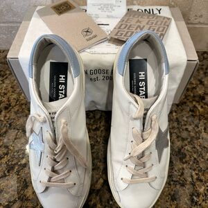 Women’s Golden Goose Hi Star Classic White/Silver/Powder